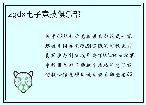 zgdx电子竞技俱乐部